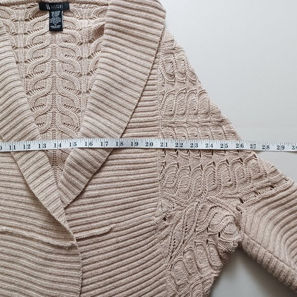 Sisters Open Front Vine Knit Cocoon Cardigan - Picture 11 of 16